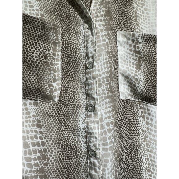 NOTATIONS Animal Print Top Natural Colors Women's Semi-Sheer Sz M - Picture 3 of 10
